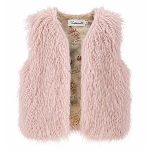 Fashionable Boutique Girls Size 100  4T Pink Faux Fur Vest Shaggy Glam